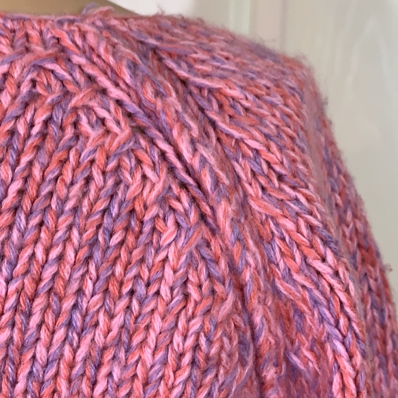 Pink knit sweater long wide sleeves cropped - Picture 5 of 8